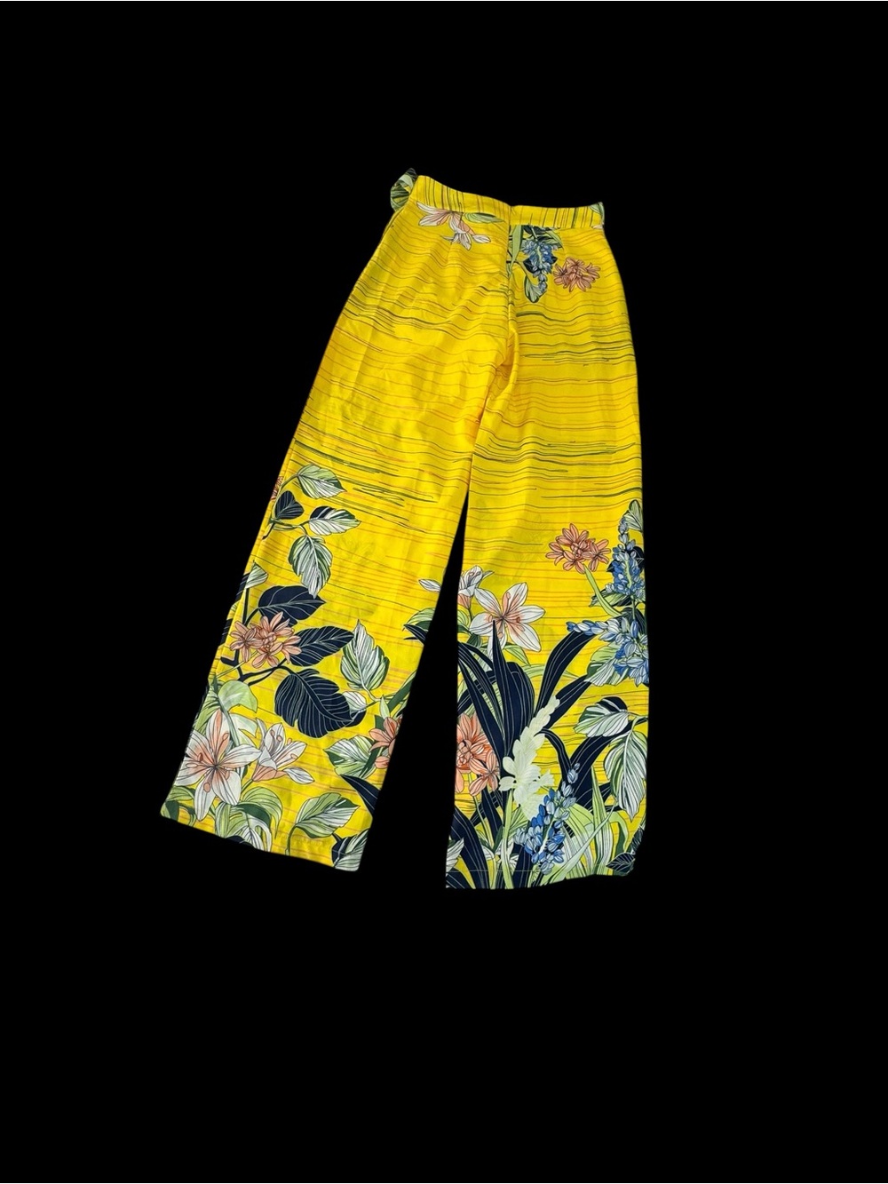 Tropical Yellow Floral Wide-Leg Pants - Women's - Picture 11 of 11